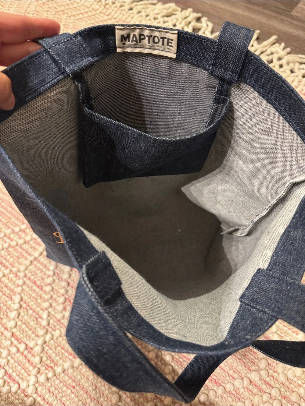 Pendleton Indigo Denim Tote with Yellow Logo Print